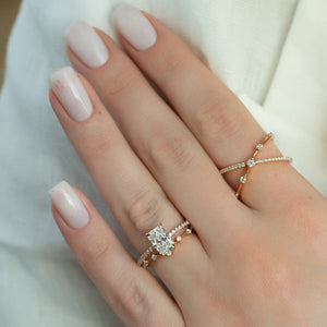 The Pave Ashley Set With A 1.5 Carat Radiant Lab Diamond
