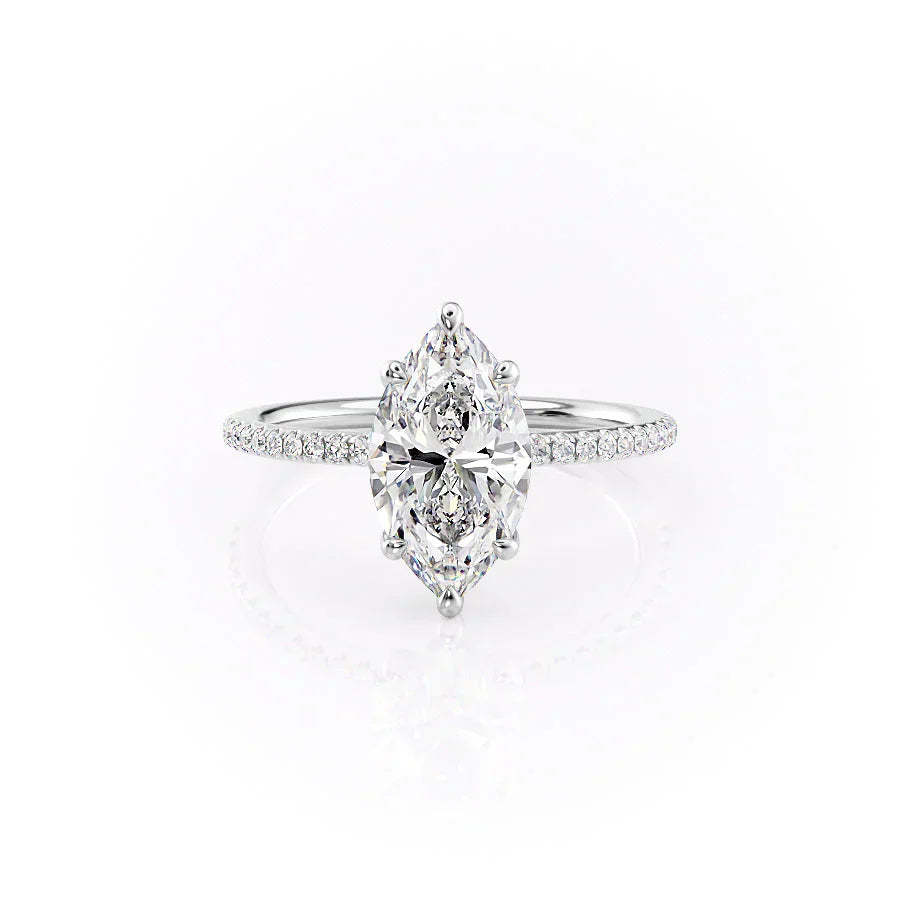 The Pave Ashley Set With A 3 Carat Marquise Moissanite