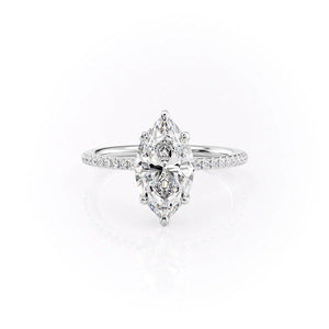 The Pave Ashley Set With A 3 Carat Marquise Moissanite