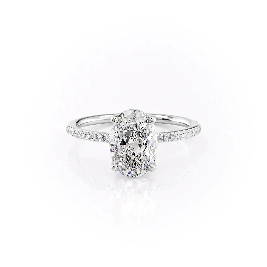 The Pave Ashley Set With A 2 Carat Oval Moissanite