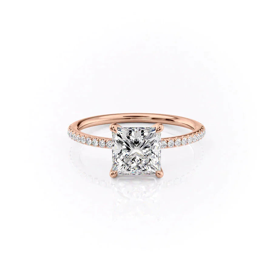 The Pave Ashley Set With A 1 Carat Princess Moissanite