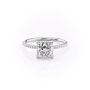 The Pave Ashley Set With A 1.5 Carat Princess Lab Diamond