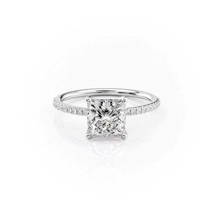 The Pave Ashley Set With A 1 Carat Princess Lab Diamond