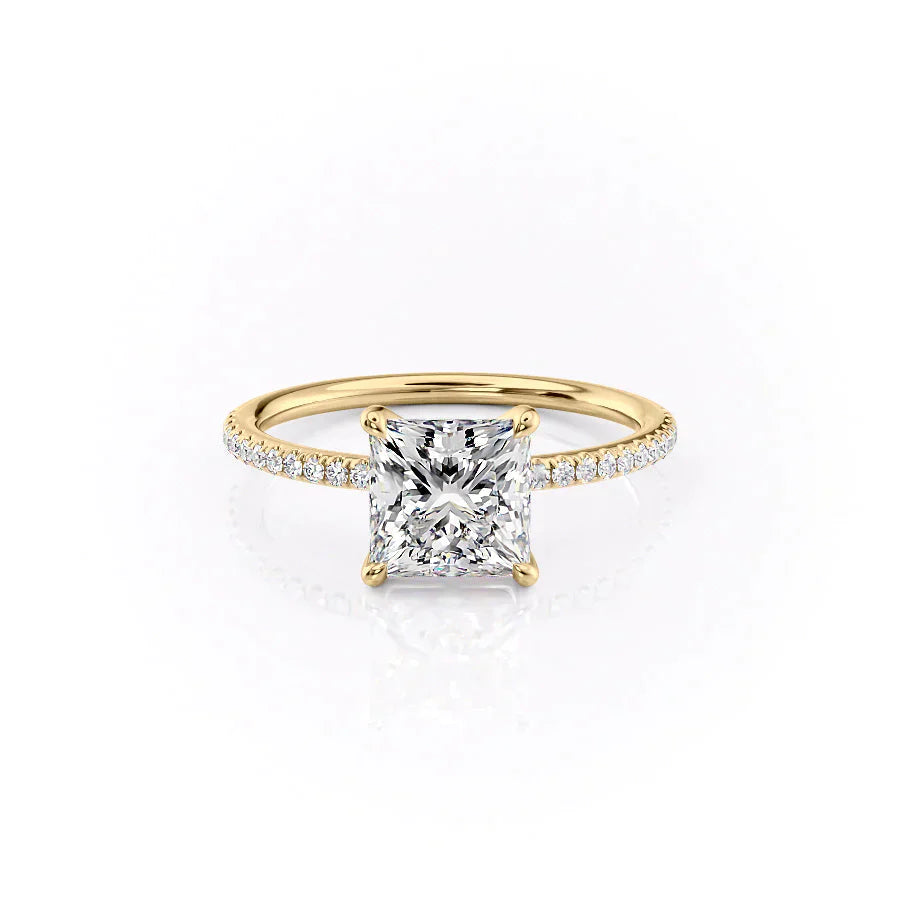 The Pave Ashley Set With A 1 Carat Princess Moissanite
