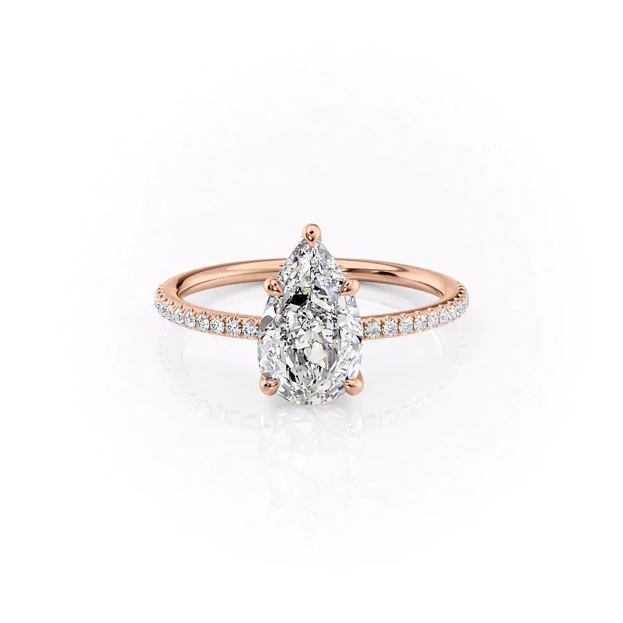 The Pave Ashley Set With A 2.5 Carat Pear Lab Diamond