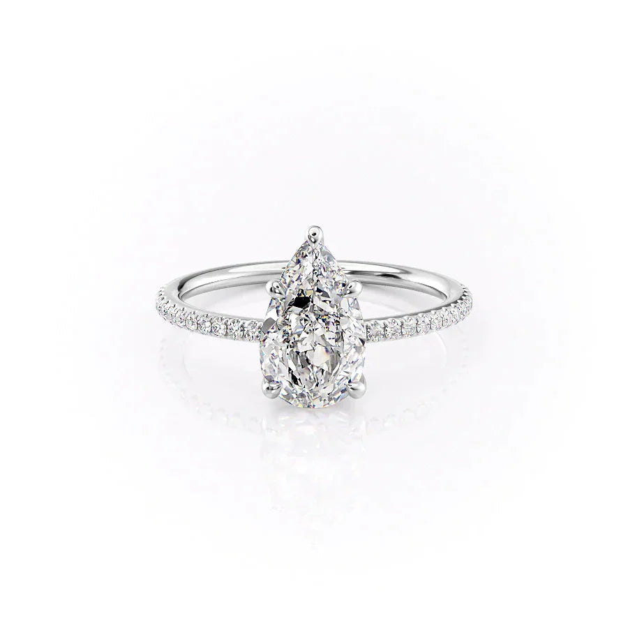 The Pave Ashley Set With A 3 Carat Pear Moissanite