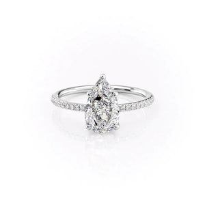 The Pave Ashley Set With A 1 Carat Pear Moissanite