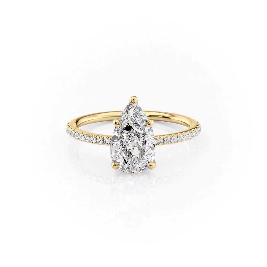 The Pave Ashley Set With A 1 Carat Pear Moissanite
