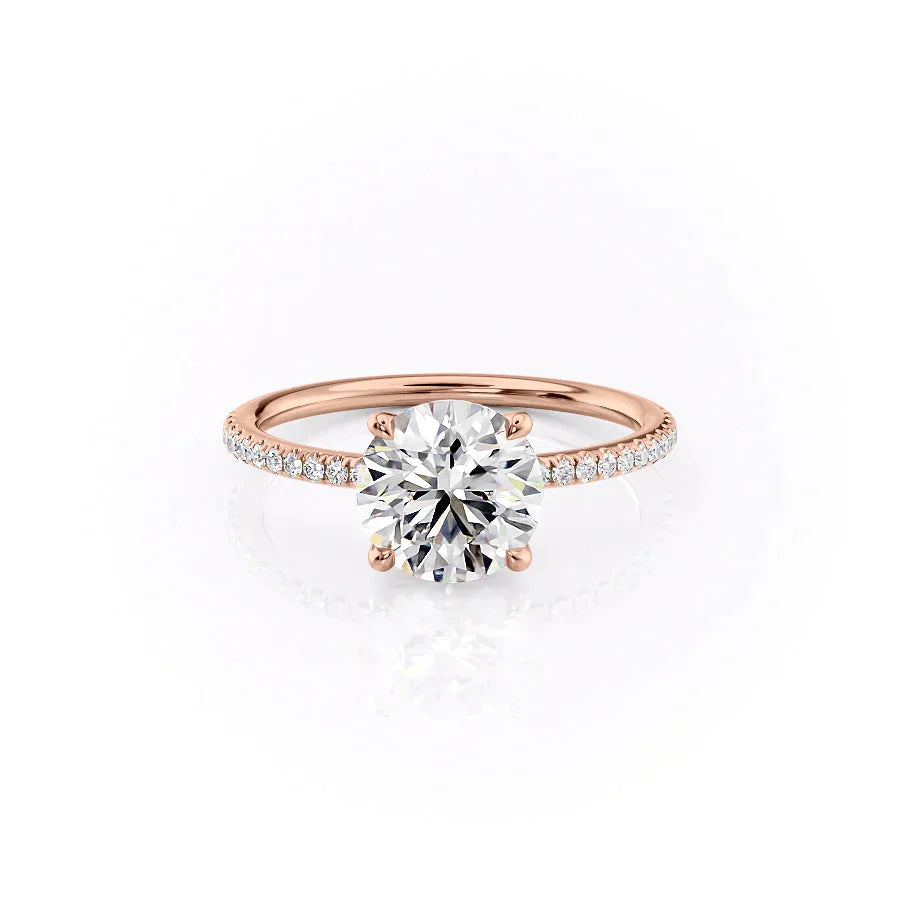 The Pave Ashley Set With A 3 Carat Round Moissanite