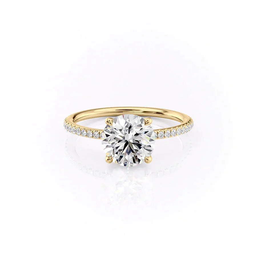 The Pave Ashley Set With A 5 Carat Round Moissanite