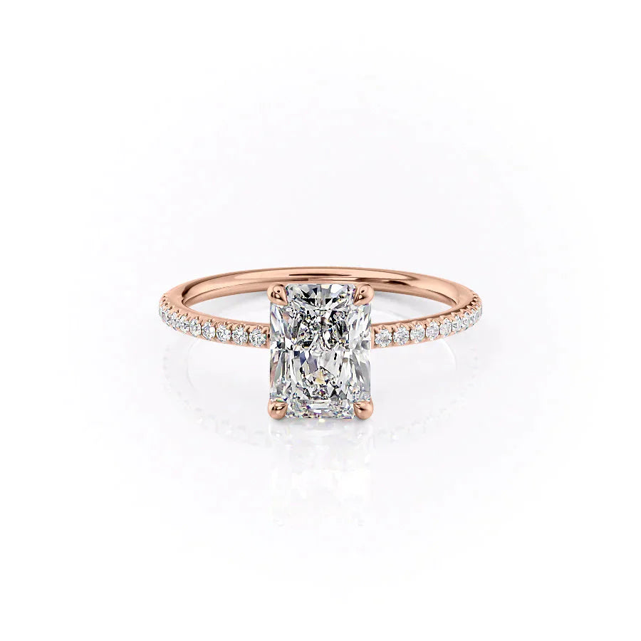 The Pave Ashley Set With A 1.5 Carat Radiant Lab Diamond
