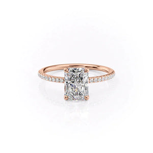 The Pave Ashley Set With A 5 Carat Radiant Moissanite