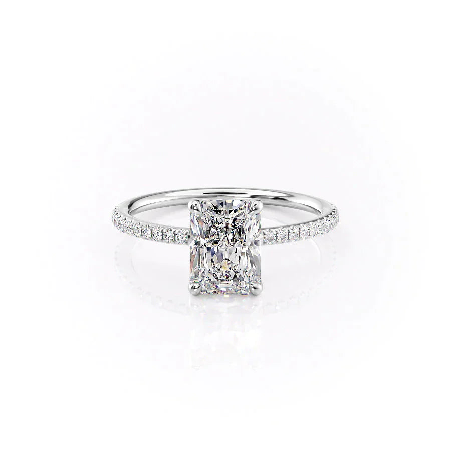The Pave Ashley Set With A 5 Carat Radiant Moissanite