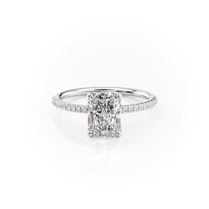 The Pave Ashley Set With A 1 Carat Radiant Moissanite