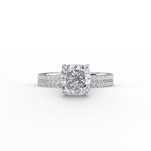 The Pave Eleanor Set With A 1 Carat Cushion Moissanite