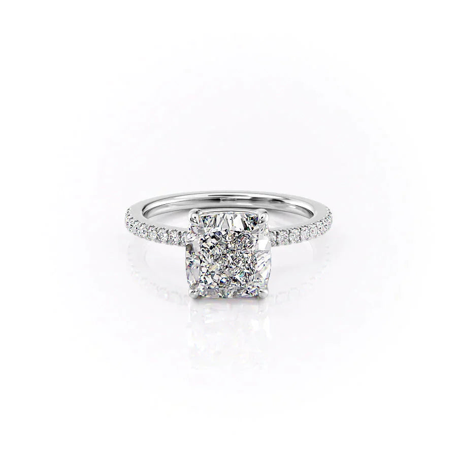 The Pave Eleanor Set With A 1 Carat Cushion Moissanite