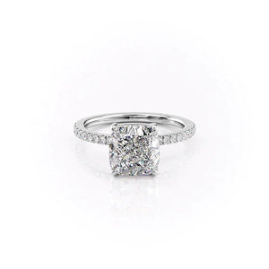 The Pave Eleanor Set With A 4 Carat Cushion Moissanite