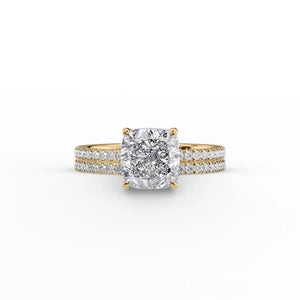The Pave Eleanor Set With A 4 Carat Cushion Moissanite
