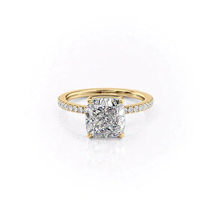 The Pave Eleanor Set With A 3 Carat Cushion Moissanite