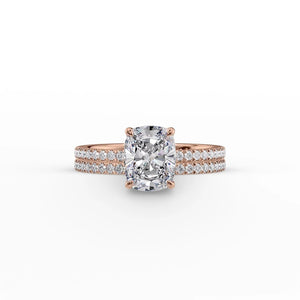 The Pave Eleanor Set With A 2.5 Carat Elongated Cushion Lab Diamond