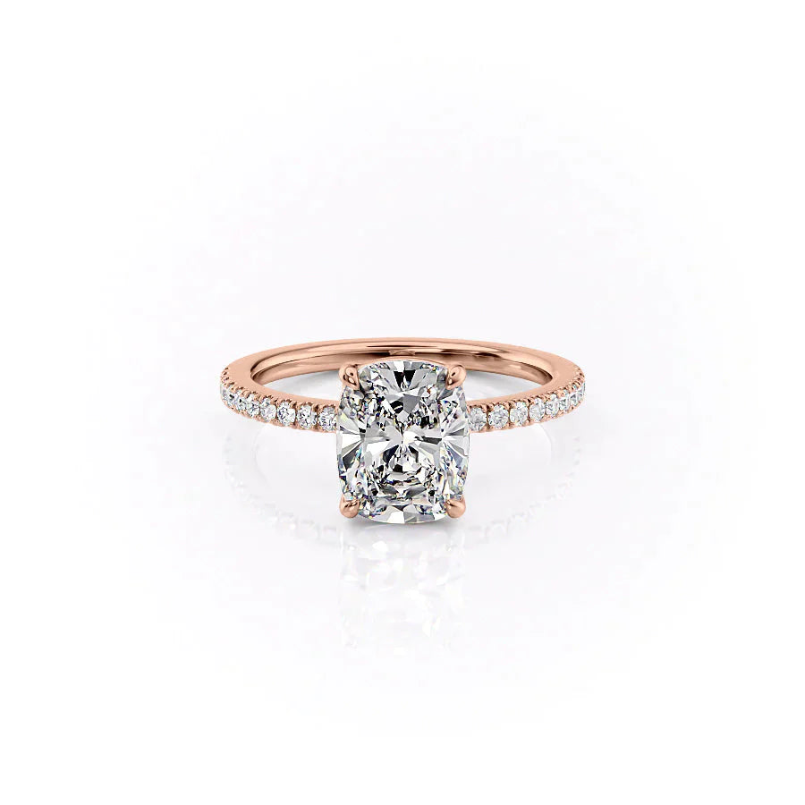 The Pave Eleanor Set With A 2 Carat Elongated Cushion Lab Diamond