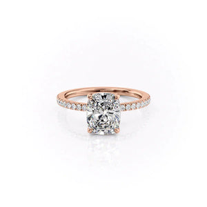 The Pave Eleanor Set With A 1 Carat Elongated Cushion Moissanite