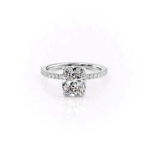 The Pave Eleanor Set With A 1.5 Carat Elongated Cushion Lab Diamond
