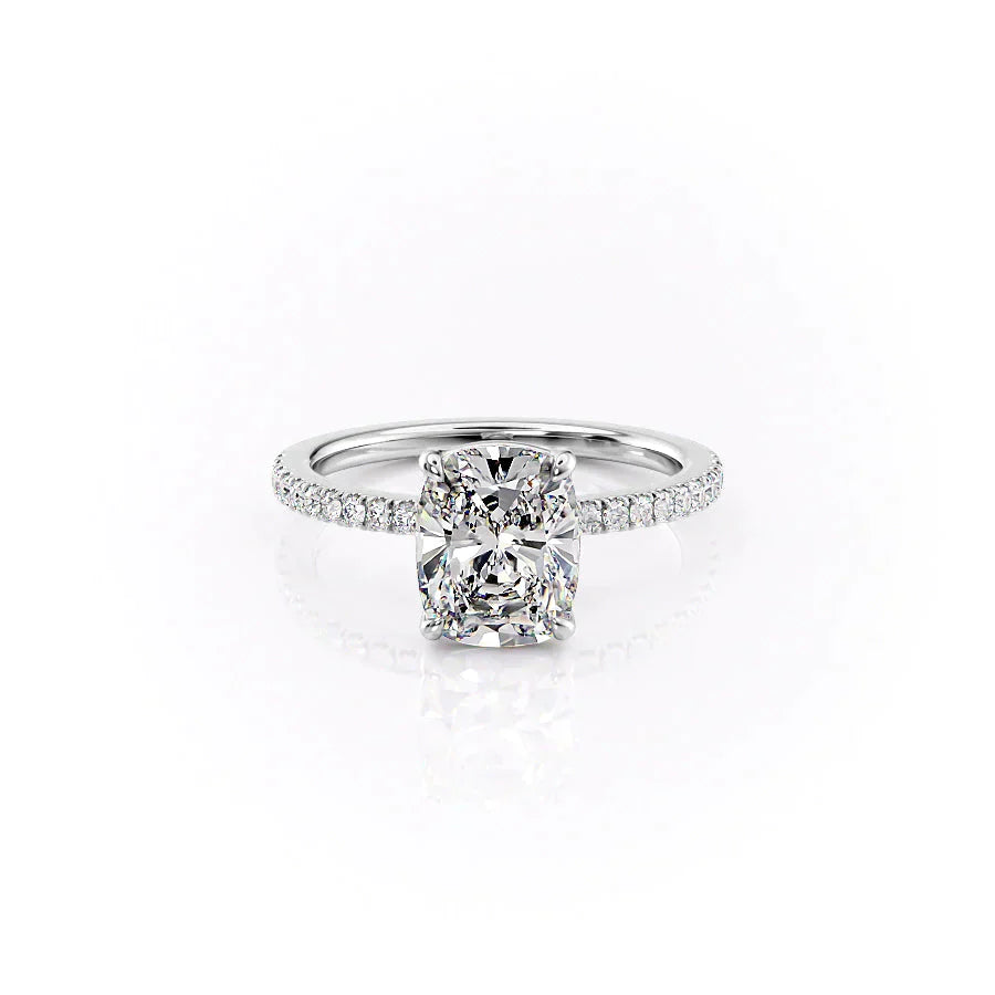 The Pave Eleanor Set With A 2 Carat Elongated Cushion Lab Diamond