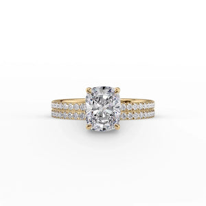 The Pave Eleanor Set With A 1 Carat Elongated Cushion Moissanite