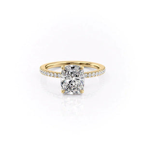 The Pave Eleanor Set With A 1 Carat Elongated Cushion Moissanite