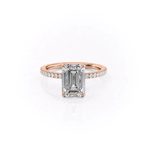 The Pave Eleanor Set With A 2 Carat Emerald Moissanite