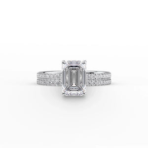 The Pave Eleanor Set With A 2 Carat Emerald Moissanite