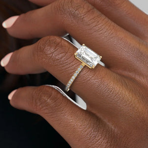 The Pave Eleanor Set With A 2 Carat Emerald Moissanite
