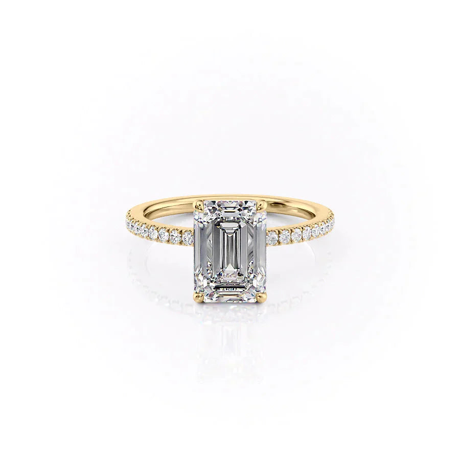 The Pave Eleanor Set With A 5 Carat Emerald Moissanite