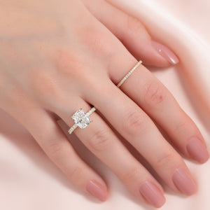 The Pave Eleanor Set With A Elongated Cushion Moissanite