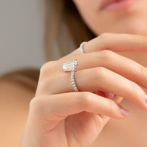 The Pave Eleanor Set With A 1.5 Carat Emerald Lab Diamond