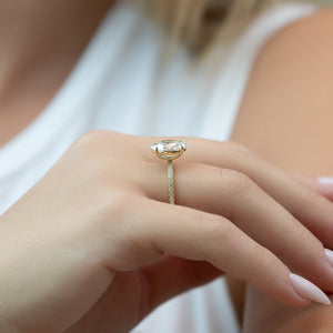 The Pave Eleanor Set With A 3 Carat Oval Lab Diamond