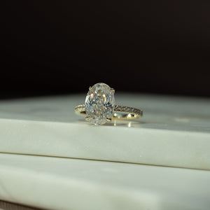 The Pave Eleanor Set With A 3 Carat Oval Lab Diamond