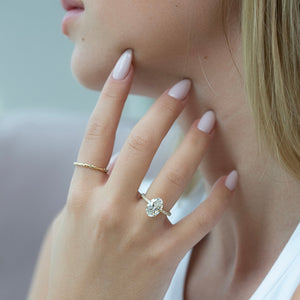 The Pave Eleanor Set With A 3 Carat Oval Lab Diamond