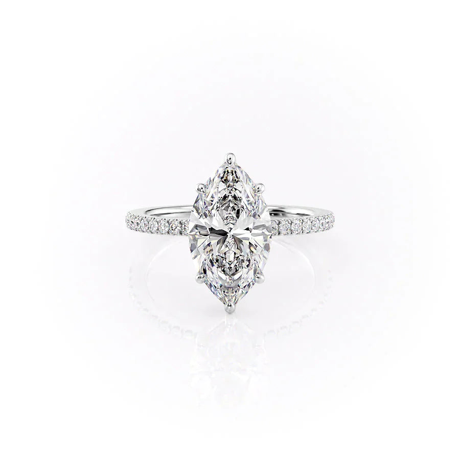 The Pave Eleanor Set With A 3 Carat Marquise Moissanite