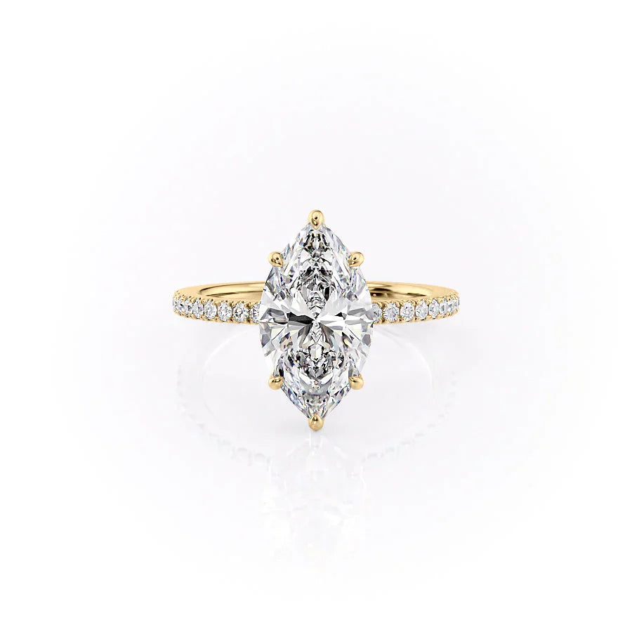 The Pave Eleanor Set With A 2 Carat Marquise Moissanite
