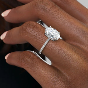 The Pave Eleanor Set With A 2 Carat Oval Moissanite