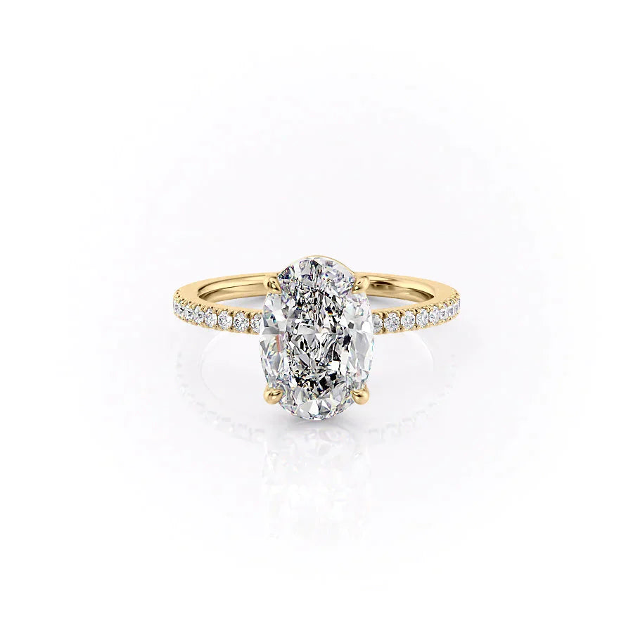 The Pave Eleanor Set With A 1 Carat Oval Moissanite
