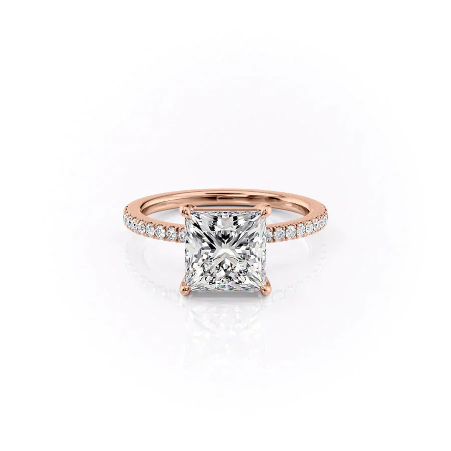 The Pave Eleanor Set With A 4 Carat Princess Moissanite
