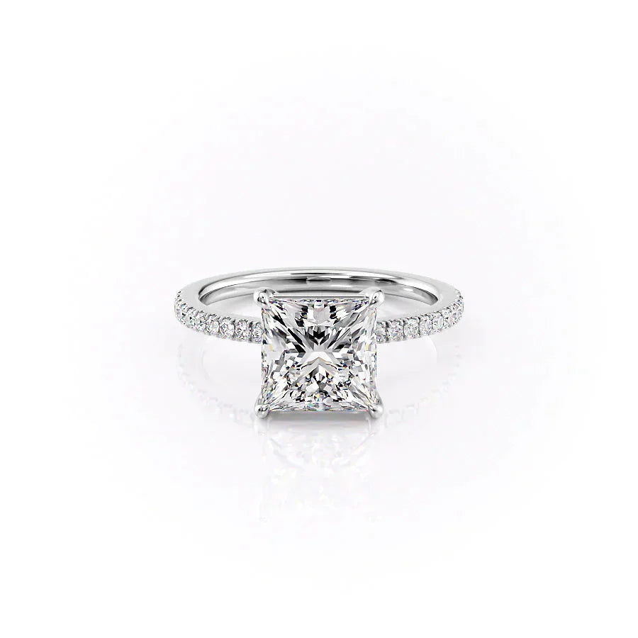 The Pave Eleanor Set With A 2.5 Carat Princess Lab Diamond