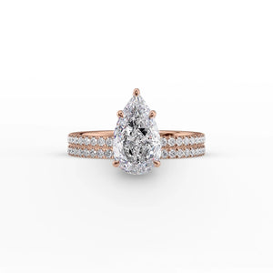 The Pave Eleanor Set With A 1 Carat Pear Lab Diamond