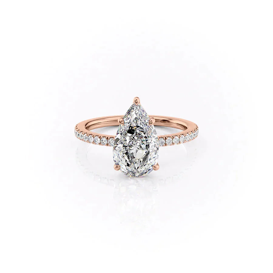 The Pave Eleanor Set With A 1 Carat Pear Moissanite