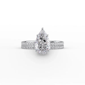 The Pave Eleanor Set With A 3 Carat Pear Moissanite