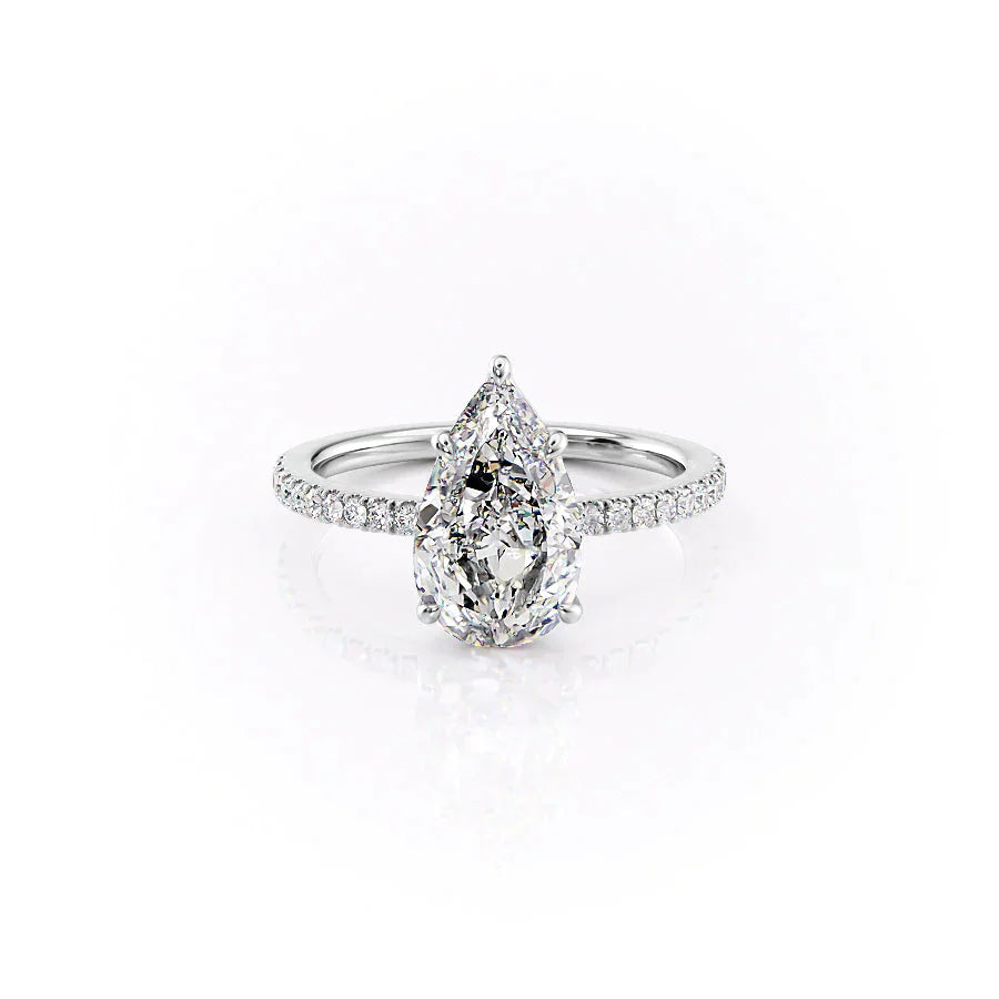 The Pave Eleanor Set With A 1 Carat Pear Lab Diamond