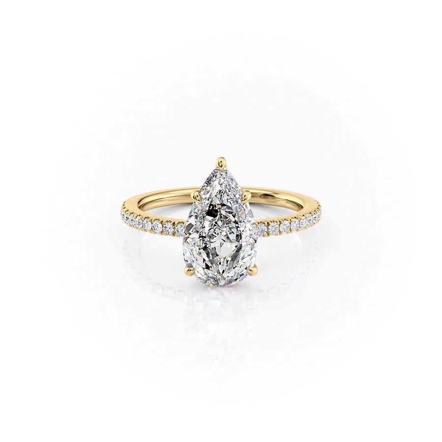 The Pave Eleanor Set With A 2 Carat Pear Moissanite